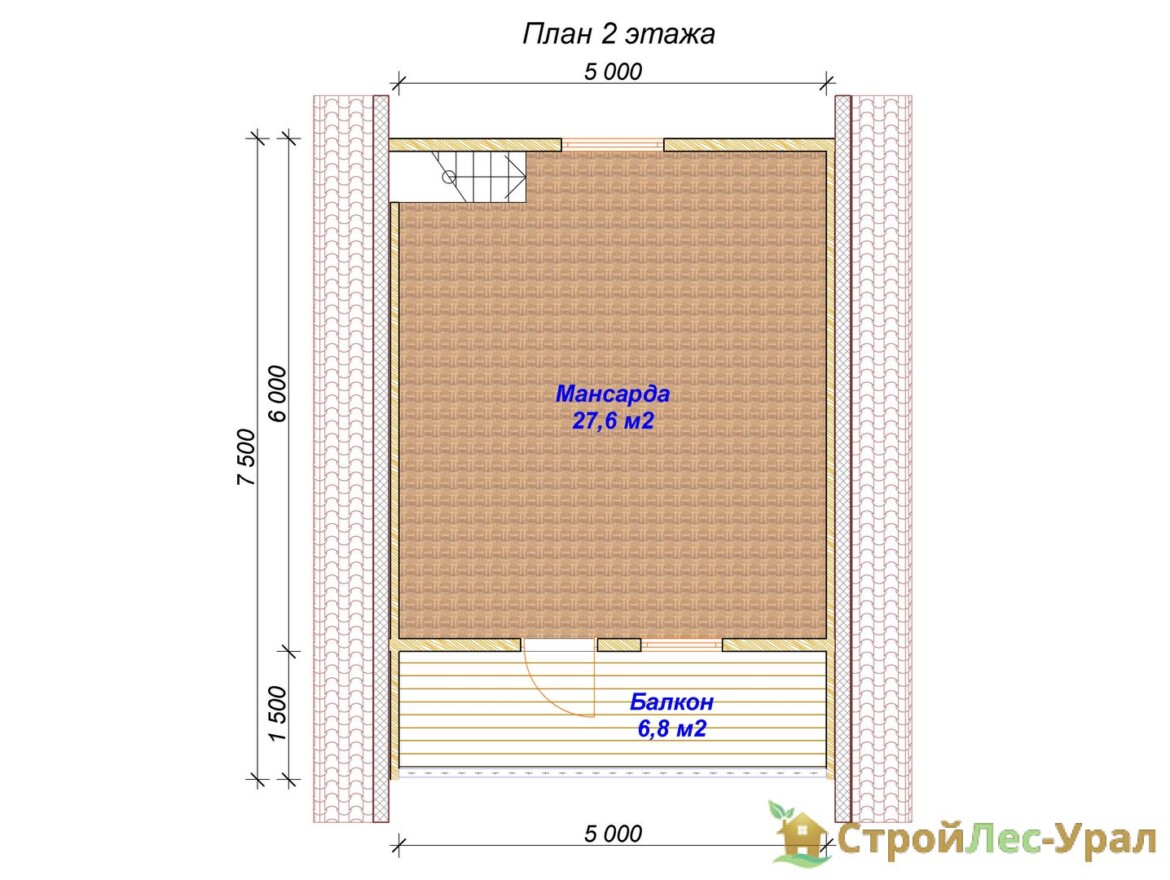 Проект дома ДБ-77 (6х6м), площадью 59м² из бруса 150х150мм | Стройлес-урал